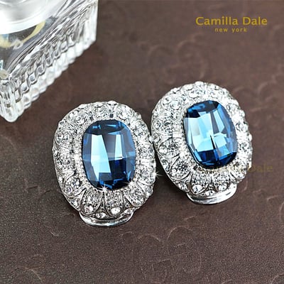 CamillaDale 巴洛克蒙大拿藍水晶耳環(夾式) 韓製7