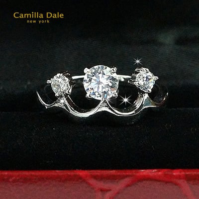 Camilla Dale W三星水晶戒指 韓製1