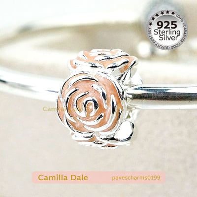 CamillaDale 925純銀粉紅玫瑰串飾【199】大孔徑 適用潘朵拉手鍊1
