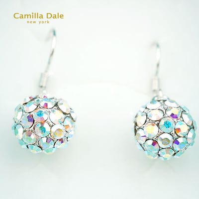 CamillaDale 立體圓球水晶耳環(白彩)3