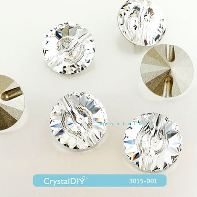 CrystalDIY奧地利SW水晶鈕扣#3015 水晶(001)-12mm14mm(零售6顆入)2