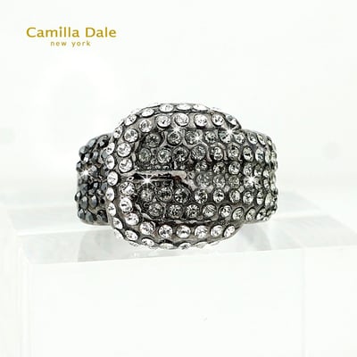 CamillaDale 腰帶頭水鑽戒指(黑幻銀)1