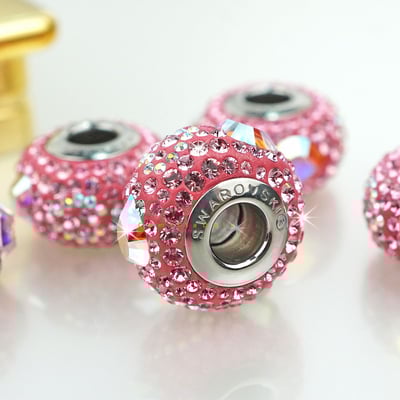 CrystalDIY奧地利水晶SW水晶密鑲串飾心語#84372粉紅玫瑰與水晶亮彩 14mm1