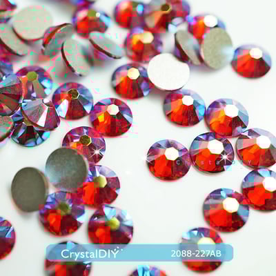 CrystalDIY奧地利SW2088 亮暹羅紅亮彩 Lt.Siam AB(227AB)平底石1