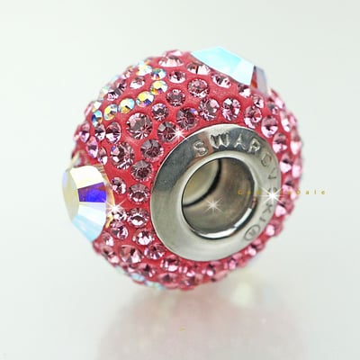 CrystalDIY奧地利水晶SW水晶密鑲串飾心語#84372粉紅玫瑰與水晶亮彩 14mm3