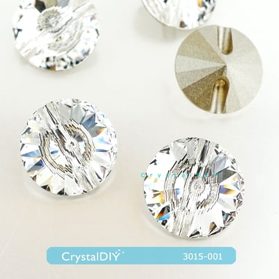 CrystalDIY奧地利SW水晶鈕扣#3015 水晶(001)-12mm14mm(零售6顆入)1