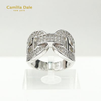 CamillaDale H雙圓扣心水晶戒指 韓製1