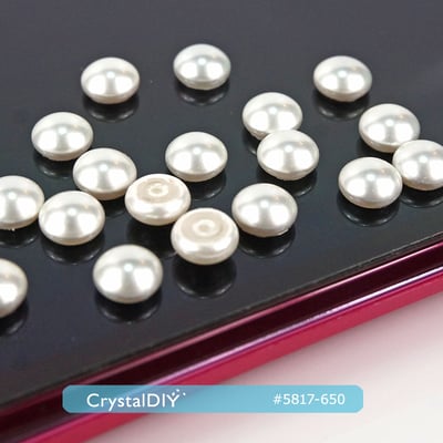 CrystalDIY奧地利水晶SW水晶珍珠#5817平底剖半珍珠6mm 雪白(650) 淺粉紅(294)3