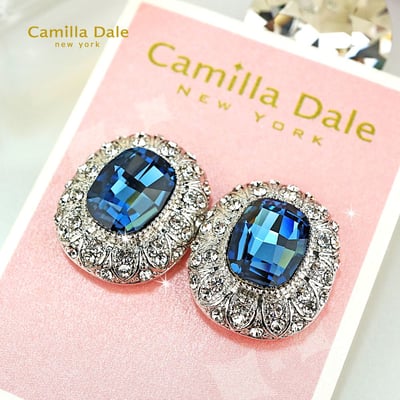 CamillaDale 巴洛克蒙大拿藍水晶耳環(夾式) 韓製8