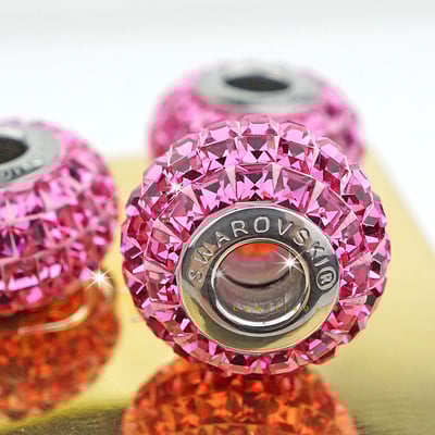 CrystalDIY奧地利水晶SW #80201方形水鑽密鑲 玫瑰(209) 15mm潘朵拉手鍊適用4