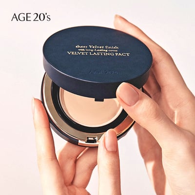 Age20's天鵝絨持久粉餅 一殼2蕊 質地細緻柔軟 高遮瑕粉餅 公司貨附發票3