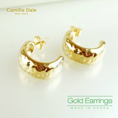 Camilla Dale 8mm金色半圓紋理耳環3