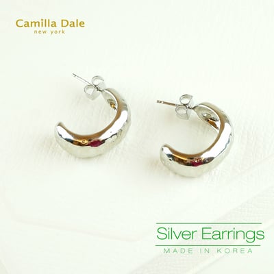 Camilla Dale 8mm銀色半圓紋理耳環2