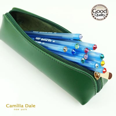 法國BIC比克軟式舒適原子筆藍色一打(12 支) 採用施華洛世奇水晶平底石SS34附贈PU牛皮筆袋6