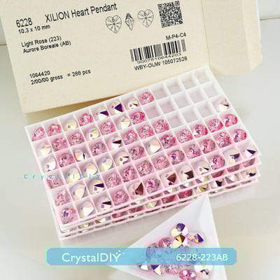 CrystalDIY奧地利水晶SW愛心吊墜#6228粉紅玫瑰亮彩12顆入 兩色可選5