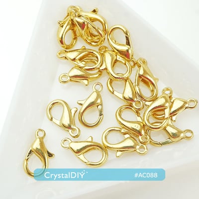 CrystalDIY 12mm中型問號勾 合金龍蝦扣 (金) 每包10入1