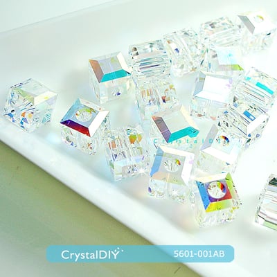 CrystalDIY奧地利水晶SW水晶串珠#5601立體正方形水晶亮彩(001AB) 4mm7