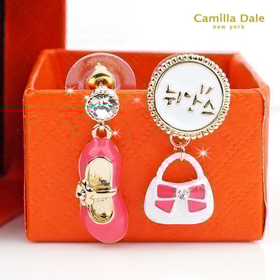 CamillaDale 可愛鞋包出遊日記耳環 桃紅1