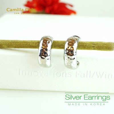 Camilla Dale 8mm銀色半圓紋理耳環1