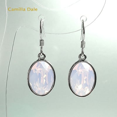 CamillaDale 玫瑰蛋白石耳環 採用奧地利SW水晶花式石#41206