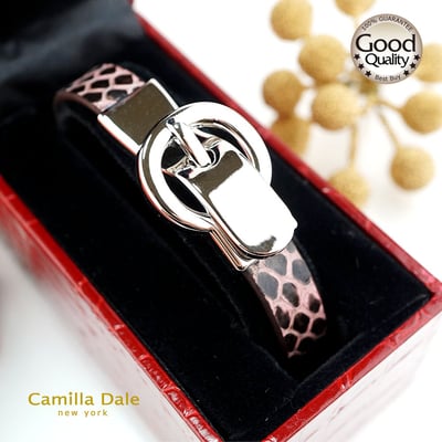 CamillaDale 韓國蛇皮粉紅手鍊手環(銀)1