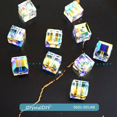 CrystalDIY奧地利水晶SW水晶串珠#5601立體正方形水晶亮彩(001AB) 4mm4