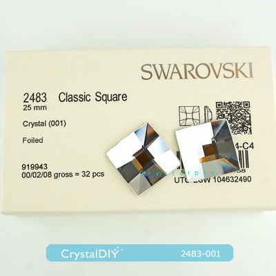 CrystalDIY奧地利SW水晶平底石#2483正方形網絡Crystal白鑽25MM大顆 傢飾把手貼鑽素材水晶建材8