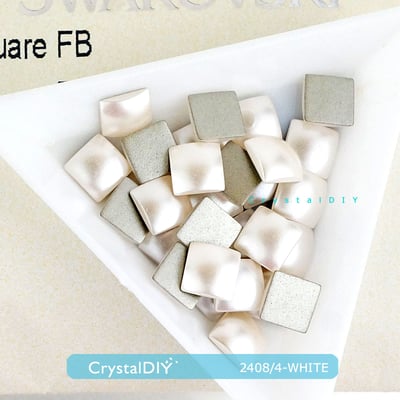CrystalDIY奧地利水晶SW平底圓弧正方形珍珠2408/4 雪白(650 white) 8mm6