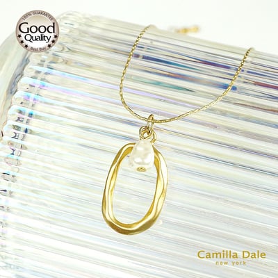 CamillaDale 幾何橢圓點珍珠短鍊項鍊(韓製)2