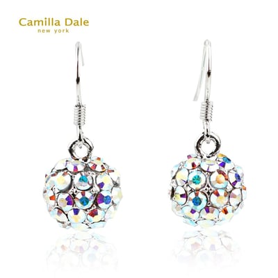 CamillaDale 立體圓球水晶耳環(白彩)4