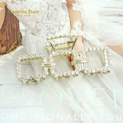 Camilla Dale 韓時尚 方格水鑽金屬鯊魚髮夾3