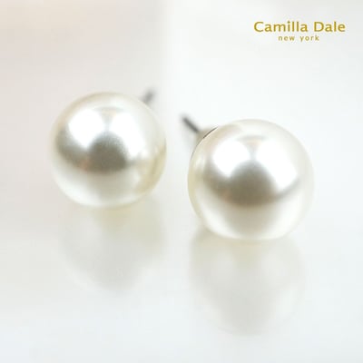CamillaDale 簡約雪白珍珠耳環(耳針式)1