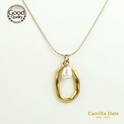 CamillaDale 幾何橢圓點珍珠短鍊項鍊(韓製)1