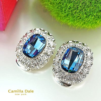 CamillaDale 巴洛克蒙大拿藍水晶耳環(夾式) 韓製1