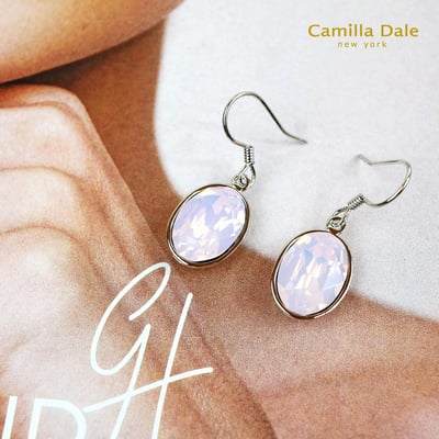 CamillaDale 玫瑰蛋白石耳環 採用奧地利SW水晶花式石#41204