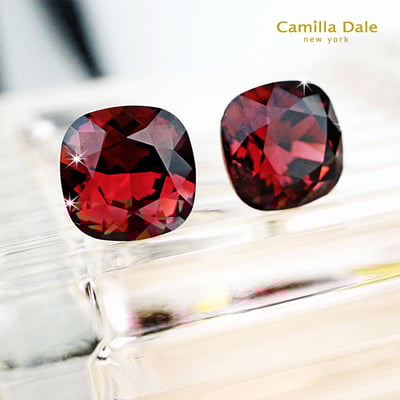 CamillaDale 公爵石水晶耳環(葡萄酒紅)2