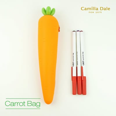 CamillaDale紅蘿蔔光芒水鑽圓珠筆袋套組5