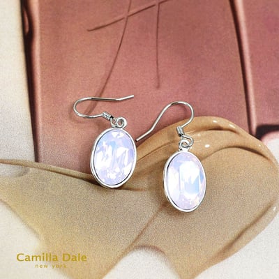 CamillaDale 玫瑰蛋白石耳環 採用奧地利SW水晶花式石#41203