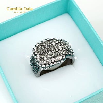 CamillaDale 腰帶頭水鑽戒指(黑幻銀)3