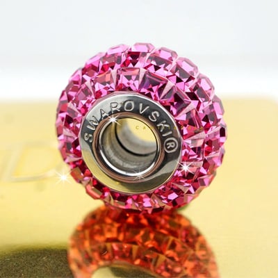 CrystalDIY奧地利水晶SW #80201方形水鑽密鑲 玫瑰(209) 15mm潘朵拉手鍊適用3