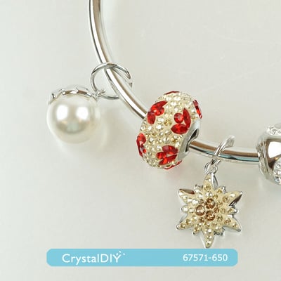 CrystalDIY奧地利水晶SW 蝴蝶結珍珠吊墜 #67571 雪白珍珠鍍銠金屬4