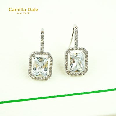 CamillaDale 亞尼斯頓鋯石耳環 長方形鋯石 白鑽5