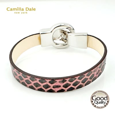CamillaDale 韓國蛇皮粉紅手鍊手環(銀)5