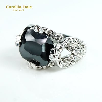 CamillaDale 韓製黑寶石水晶戒指1