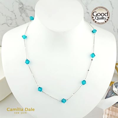 CamillaDale 星空點點項鍊 水晶串珠5328土耳其藍3
