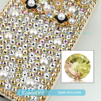 CrystalDIY奧地利SW水晶 2088煥光綠Luminous Green (001LUMG)平底石2