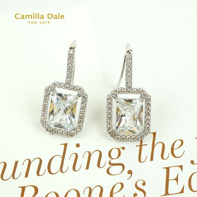 CamillaDale 亞尼斯頓鋯石耳環 長方形鋯石 白鑽6