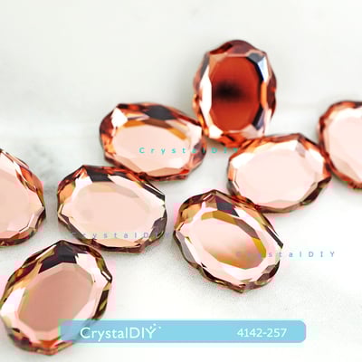 CrystalDIY奧地利SW水晶花式石＃4142巴洛克鏡面Blush Rose(257)嫣紅3