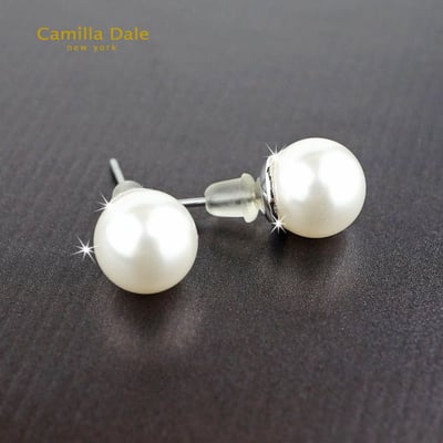 CamillaDale 簡約雪白珍珠耳環(耳針式)2