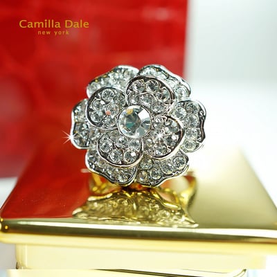 CamillaDale 山茶花水晶戒指(白)5